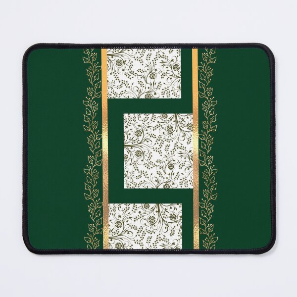 Item preview, Emerald Green & Gold Floral Vine Geometric Tiles Pattern designed and sold by Verantia.