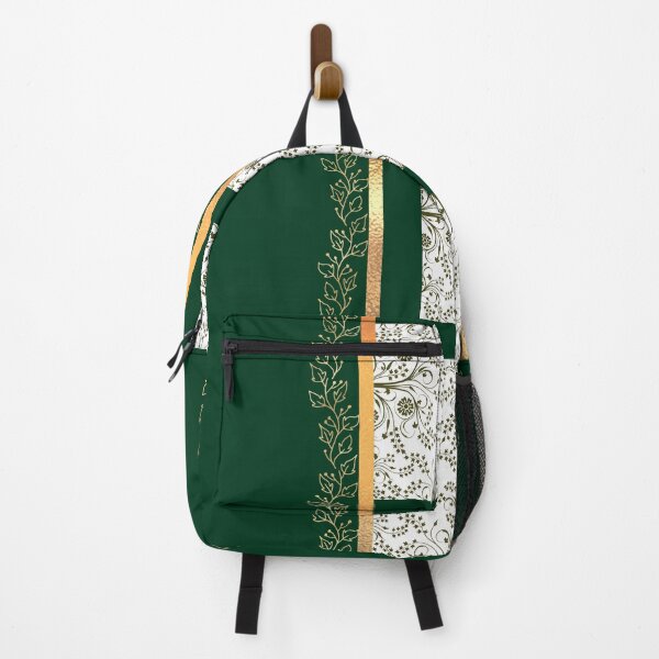 Item preview, Emerald Green & Gold Floral Vine Geometric Tiles Pattern designed and sold by Verantia.