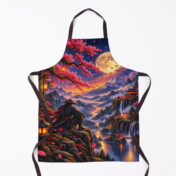 Item preview, Moonlit Mountain Ronin – Japanese Inspired Fantasy Landscape designed and sold by TeeVibeHaus.