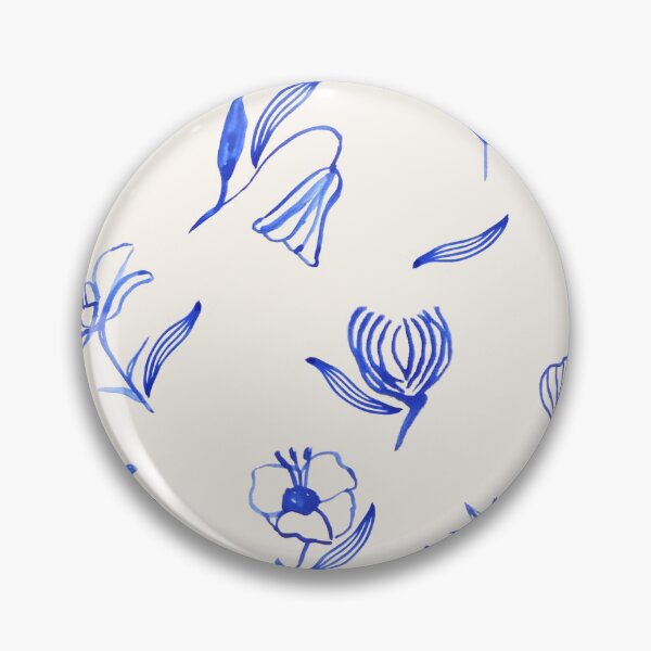 Item preview, Cobalt Blue Ceramic Flowers in Watercolor designed and sold by ElizabethCoelho.