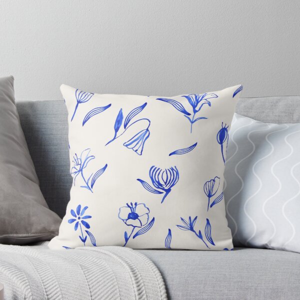 Item preview, Cobalt Blue Ceramic Flowers in Watercolor designed and sold by ElizabethCoelho.