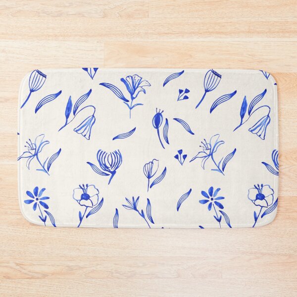 Item preview, Cobalt Blue Ceramic Flowers in Watercolor designed and sold by ElizabethCoelho.