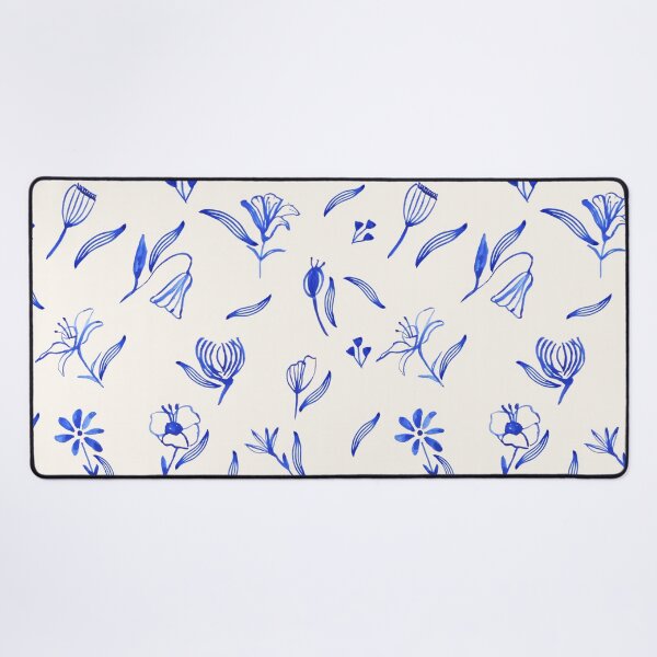 Item preview, Cobalt Blue Ceramic Flowers in Watercolor designed and sold by ElizabethCoelho.