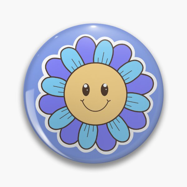 Item preview, Cute Blue Smiley Daisy Retro Kawaii Flower designed and sold by SolutionsArt.