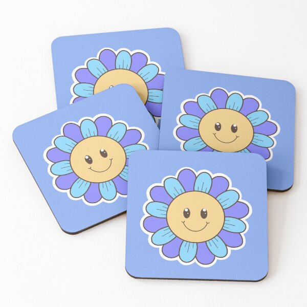 Item preview, Cute Blue Smiley Daisy Retro Kawaii Flower designed and sold by SolutionsArt.