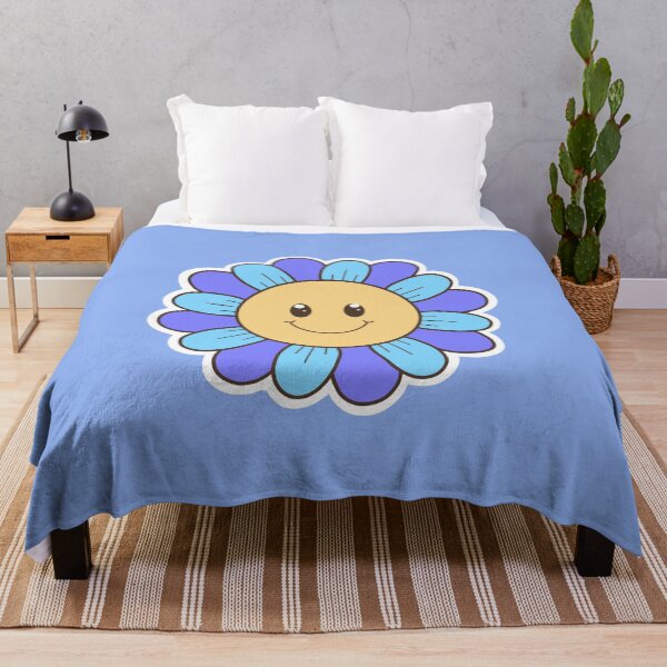 Item preview, Cute Blue Smiley Daisy Retro Kawaii Flower designed and sold by SolutionsArt.