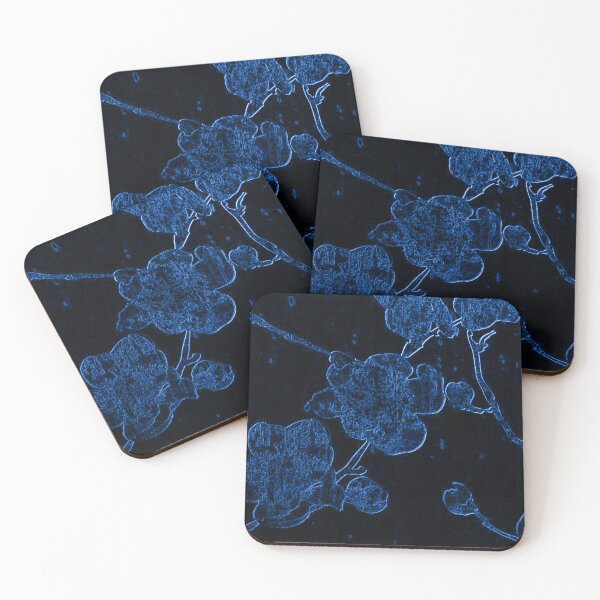 Item preview, Neon Blue Cherry Blossom – Dark Botanical Art | Chromatic Collection designed and sold by BatNature.
