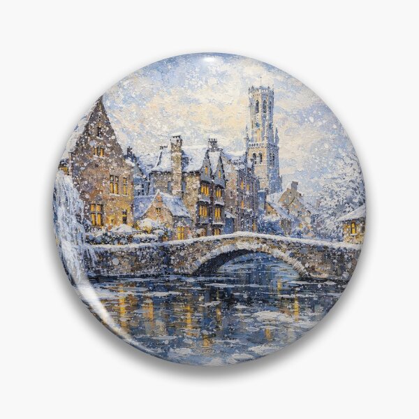 Item preview, Bruges in Belgium painting – A Winter Scene in This Beautiful European City. designed and sold by GalleryKauffeld.