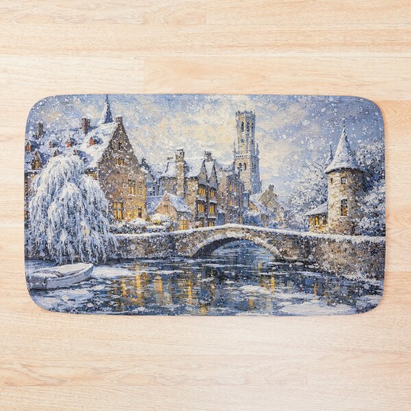 Item preview, Bruges in Belgium painting – A Winter Scene in This Beautiful European City. designed and sold by GalleryKauffeld.