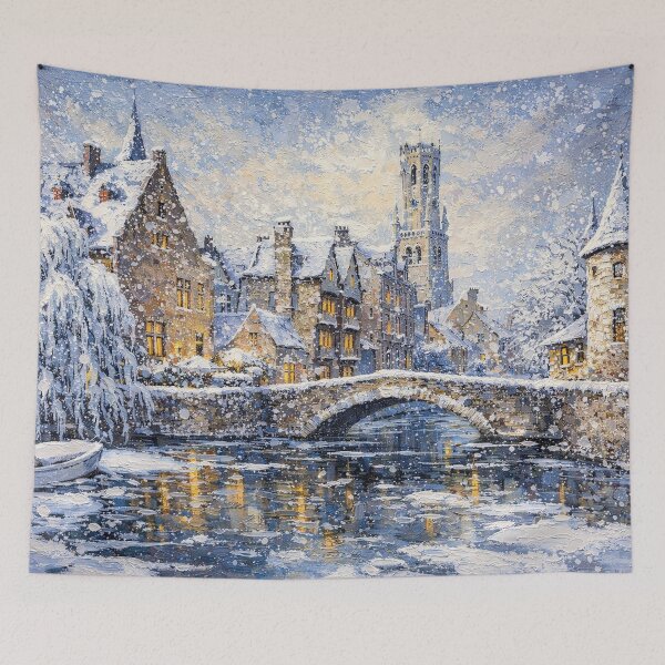 Item preview, Bruges in Belgium painting – A Winter Scene in This Beautiful European City. designed and sold by GalleryKauffeld.