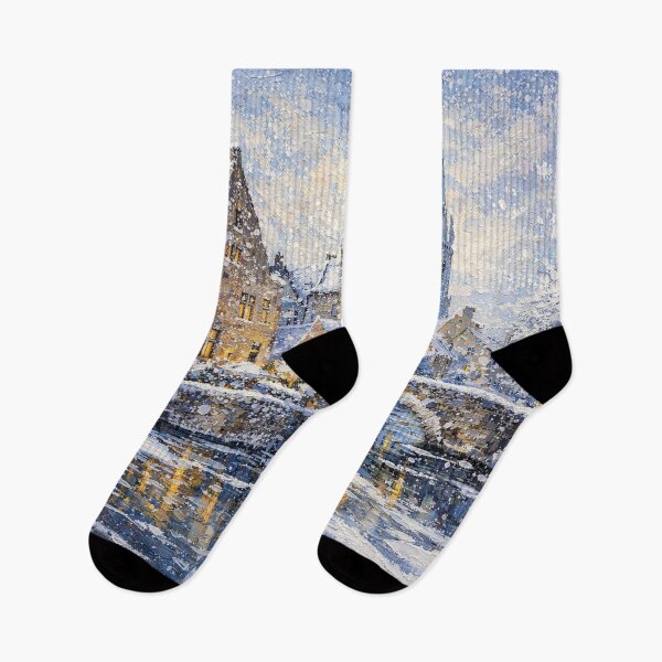 Item preview, Bruges in Belgium painting – A Winter Scene in This Beautiful European City. designed and sold by GalleryKauffeld.