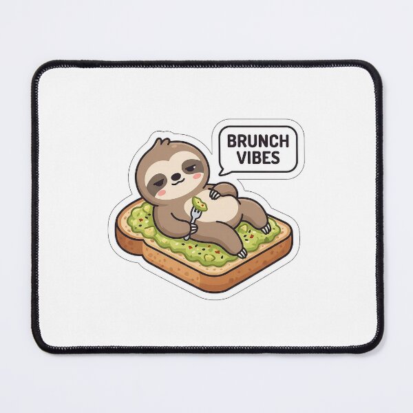Item preview, Brunch Vibes Sloth - Avocado Toast Kawaii Sticker with Text designed and sold by SimpleP.
