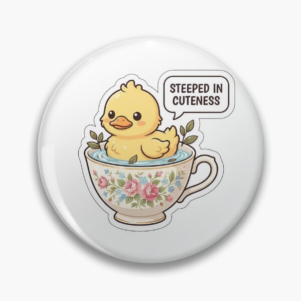 Item preview, Steeped in Cuteness - Cute Duck in Teacup Sticker with Text designed and sold by SimpleP.