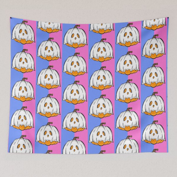 Item preview, Orange Pumpkin Ghost With pink and blue background designed and sold by missmann.