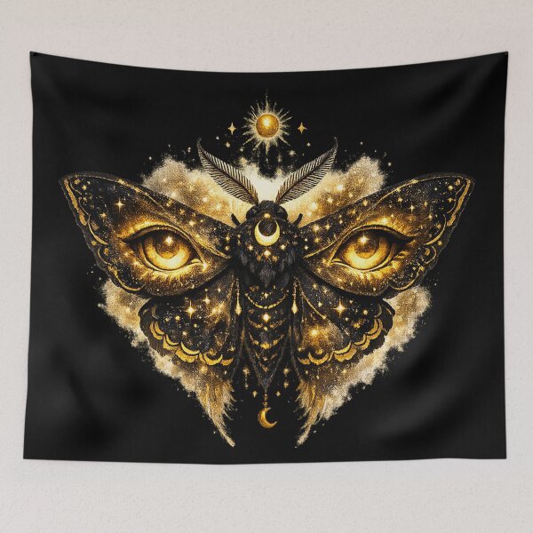Item preview, Cosmic Mystic Moth – Golden Eyes of the Night designed and sold by TroviTutto.