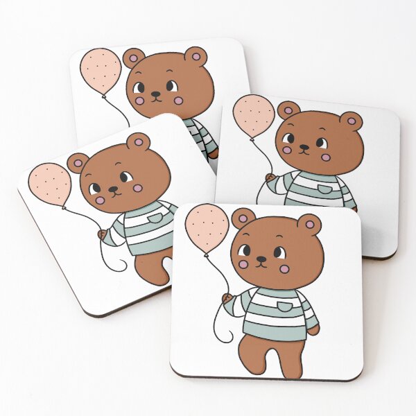 Item preview, Cute Teddy Bear in Striped Sweater with Balloon designed and sold by BrunaBernardes.