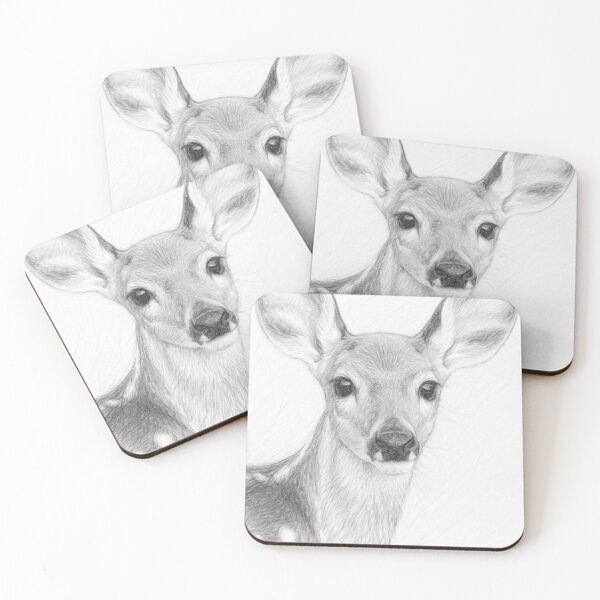 Item preview, Young Deer Pencil Sketch Portrait – Black and White Fawn Fine Art Drawing designed and sold by Leon Woods Pencil Art.