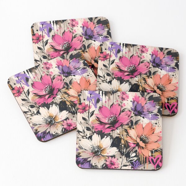 Item preview, Modern Floral Graffiti – Pink & Purple Abstract Flower Art | Bold Botanical Street Style designed and sold by Skama87.