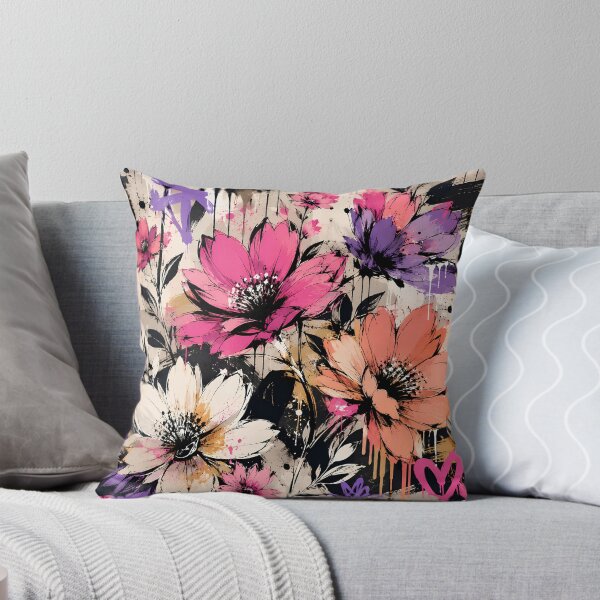 Item preview, Modern Floral Graffiti – Pink & Purple Abstract Flower Art | Bold Botanical Street Style designed and sold by Skama87.