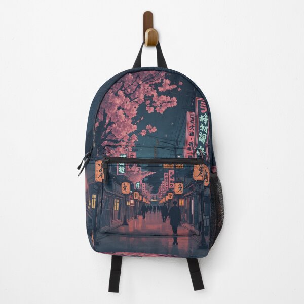 Item preview, Japanese Street at Night Ukiyoe Cherry Blossom Lanterns designed and sold by GrinGalore.