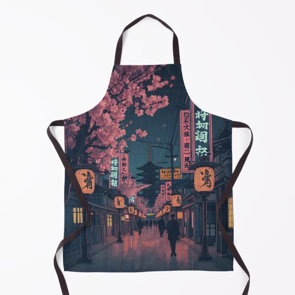Item preview, Japanese Street at Night Ukiyoe Cherry Blossom Lanterns designed and sold by GrinGalore.