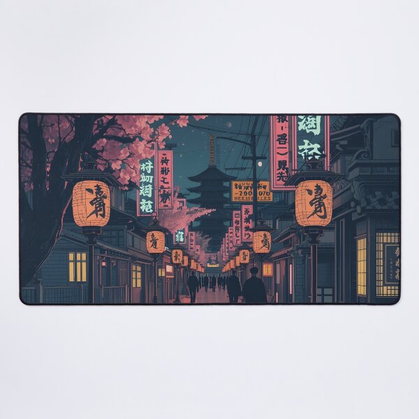 Item preview, Japanese Street at Night Ukiyoe Cherry Blossom Lanterns designed and sold by GrinGalore.
