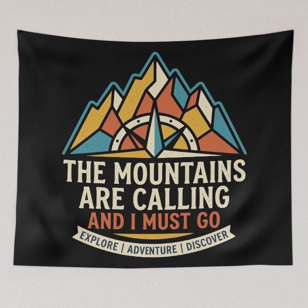Item preview, The Mountains Are Calling Compass Peaks Adventure designed and sold by Amir Faysal.