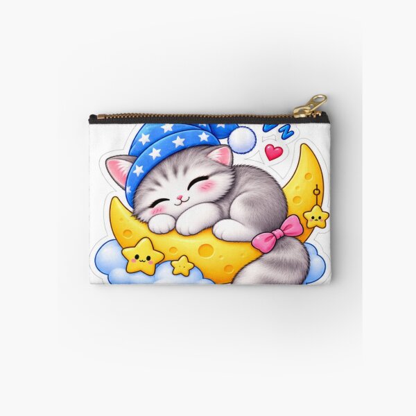 Item preview, Cute Sleeping Cat on Moon Kawaii Dreamy Sticker designed and sold by Genzfirevibes.