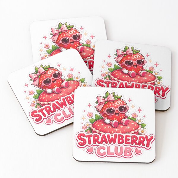 Item preview, Strawberry Club Kawaii Sticker PNG | Cute Pink Strawberry Mascot | Sweet Berry Aesthetic Vinyl Decal | Girly Gift designed and sold by Stylestickers55.