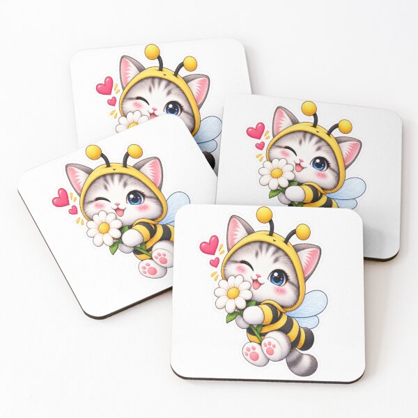 Item preview, Cute Bee Cat With Flower Kawaii Sticker designed and sold by Genzfirevibes.