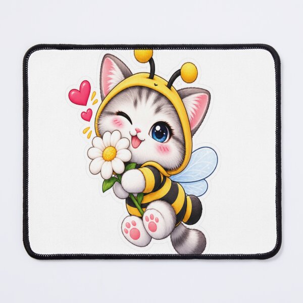 Item preview, Cute Bee Cat With Flower Kawaii Sticker designed and sold by Genzfirevibes.