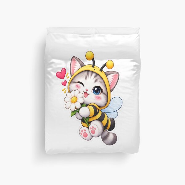 Item preview, Cute Bee Cat With Flower Kawaii Sticker designed and sold by Genzfirevibes.