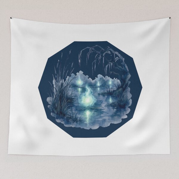 Item preview, moonlit forest lake  designed and sold by introvertarts.