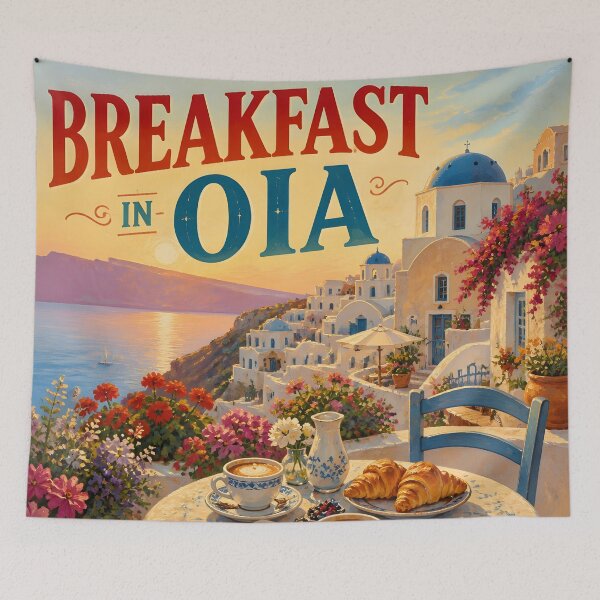 Item preview, Oia Santorini at Breakfast - Travel Destinations designed and sold by LSVart.