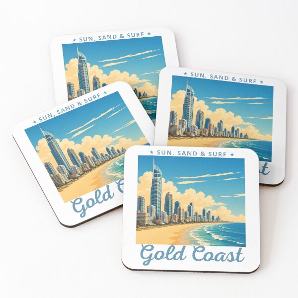Item preview, Gold Coast in Australia, Vintage Art Travel Landscape designed and sold by MaateoDesign.