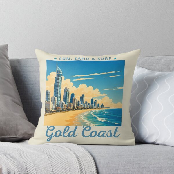 Item preview, Gold Coast in Australia, Vintage Art Travel Landscape designed and sold by MaateoDesign.