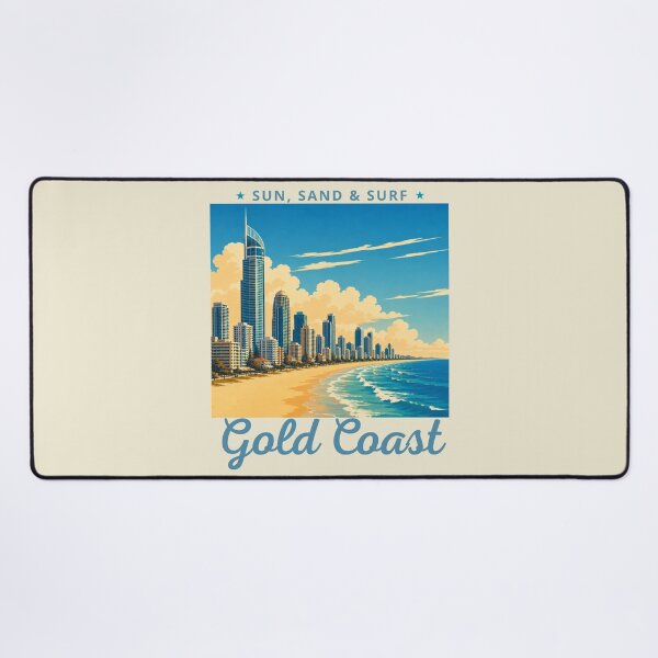 Item preview, Gold Coast in Australia, Vintage Art Travel Landscape designed and sold by MaateoDesign.