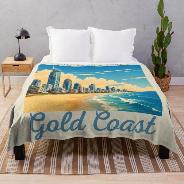 Item preview, Gold Coast in Australia, Vintage Art Travel Landscape designed and sold by MaateoDesign.