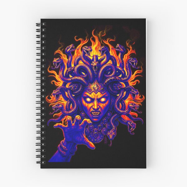 Item preview, Medusa Cabello de Fuego Negro Luz Colores Retro designed and sold by AbbottDesigns.
