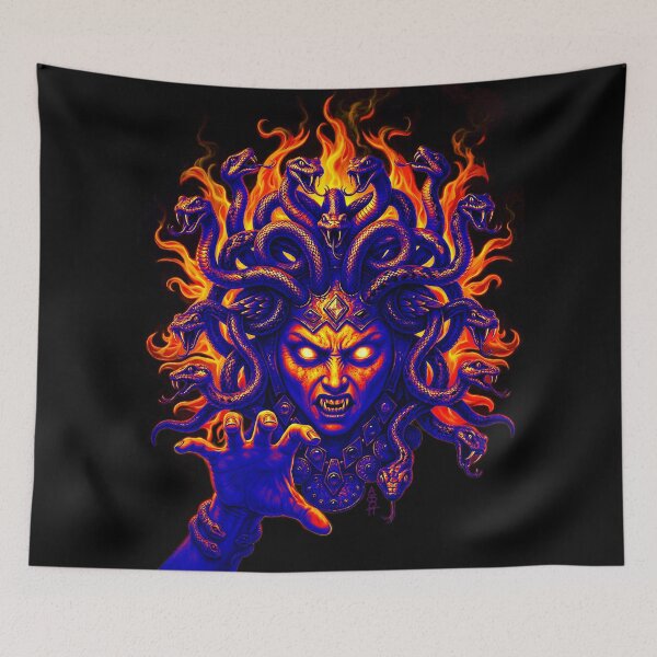 Item preview, Medusa Fire Hair Black Light Retro Colors designed and sold by AbbottDesigns.