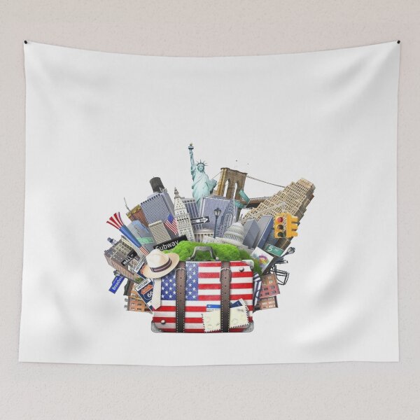 Item preview, USA Travel Adventure – New York City Landmarks & American Travel Suitcase designed and sold by 4U---Store.