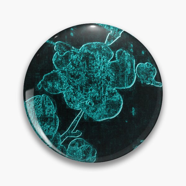 Item preview, Neon Cyan Cherry Blossom – Dark Botanical Art | Chromatic Collection designed and sold by BatNature.