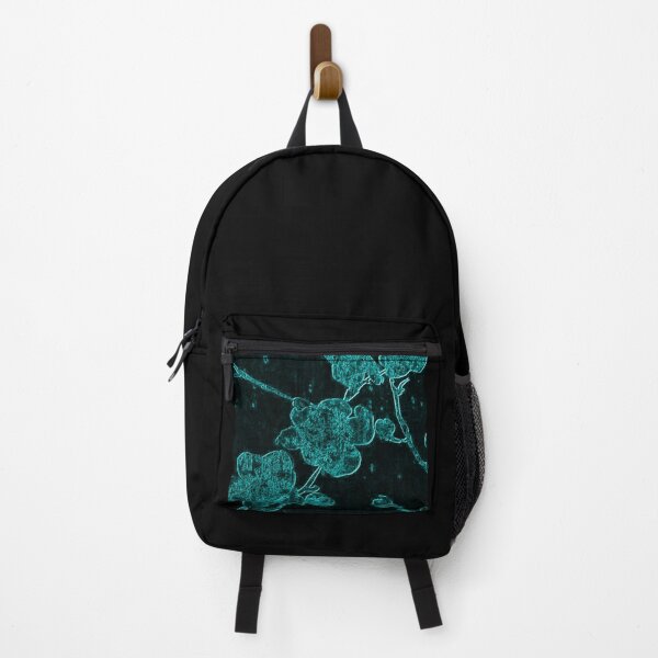 Item preview, Neon Cyan Cherry Blossom – Dark Botanical Art | Chromatic Collection designed and sold by BatNature.