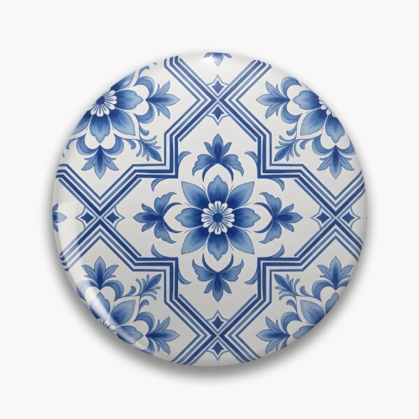 Item preview, Blue and White Floral Tile Pattern designed and sold by HappyOops.
