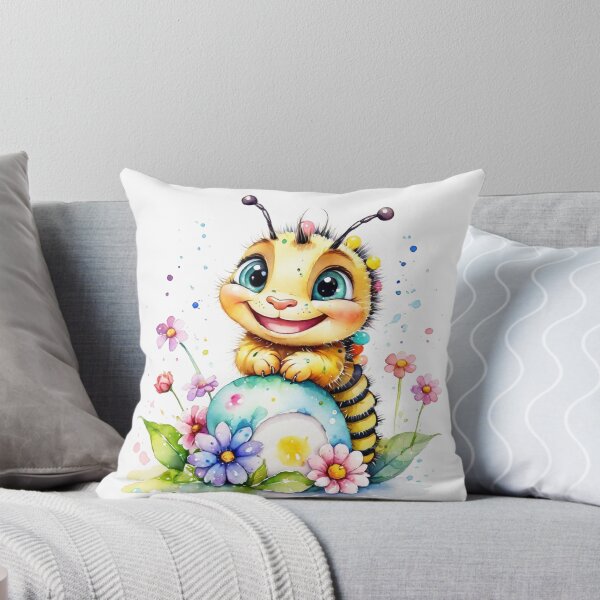 Item preview, Happy Little Bumblebee in a Colorful Flower Garden Watercolor designed and sold by J-CCreations.