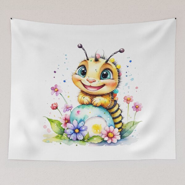 Item preview, Happy Little Bumblebee in a Colorful Flower Garden Watercolor designed and sold by J-CCreations.