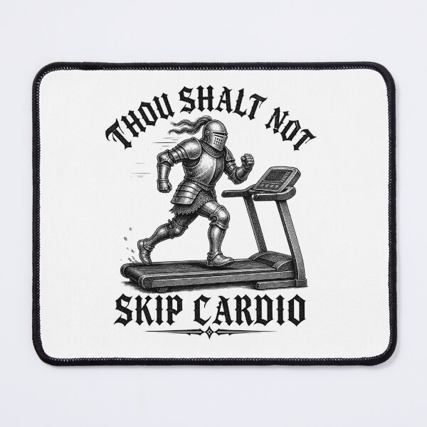Item preview, Thou Shalt Not Skip Cardio — Vintage Knight on Treadmill designed and sold by RickyHN7.