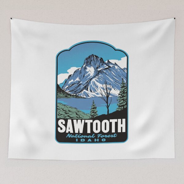 Item preview, Sawtooth Lake Sawtooth National Forest Retro Travel Art designed and sold by HalpinDesign.