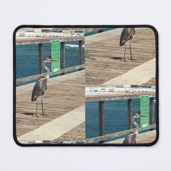 Item preview, Great Blue Heron Standing on Wooden Pier Art Print designed and sold by KaleChub.