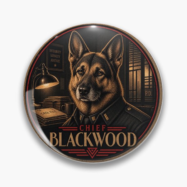 Item preview, German Shepherd Police Chief | Chief Blackwood Vintage Noir Dog designed and sold by FireWildChild.
